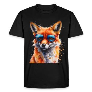 Lunettes de soleil renard Imprimé de design animal coloré - T-shirt Premium bio Homme - noir - Devant - Nico (187cm)