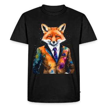 Costume Renard Imprimé Coloré Animal Design - T-shirt Premium bio Homme - noir - Devant - Nico (187cm)