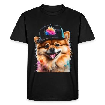 Pomeranian Pomeranian Snapback Cap Dog Print - Men's Premium Organic T-Shirt - black - Front - Nico (187cm)