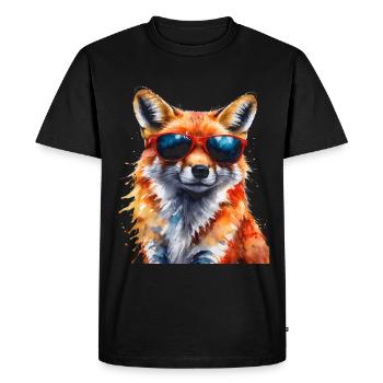 Lunettes de soleil renard Imprimé de design animal coloré - T-shirt Premium bio Homme - noir - Devant - Nico (187cm)