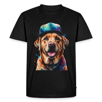 Labrador Retriever Snapback Cap Dog Design Print - Men's Premium Organic T-Shirt - black - Front - Nico (187cm)