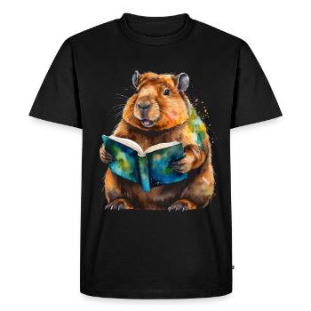 Capybara livre de lecture Capy coloré Animal Design Print - T-shirt Premium bio Homme - noir - Devant - Nico (187cm)