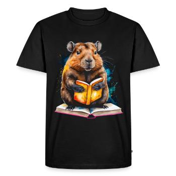 Capybara livre de lecture Capy coloré Animal Design Print - T-shirt Premium bio Homme - noir - Devant - Nico (187cm)
