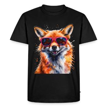 Lunettes de soleil renard Imprimé de design animal coloré - T-shirt Premium bio Homme - noir - Devant - Nico (187cm)