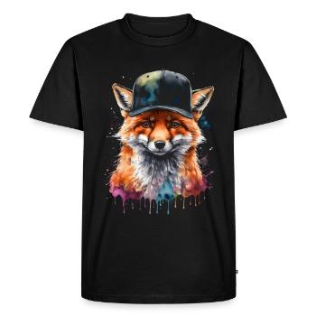 Casquette Fox Snapback Cool Animal Design Print - T-shirt Premium bio Homme - noir - Devant - Nico (187cm)