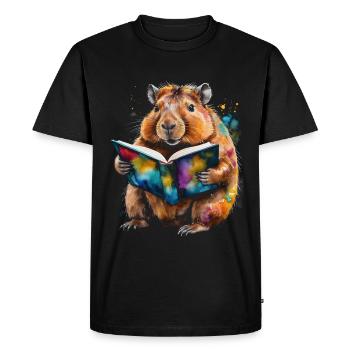 Capybara livre de lecture Capy coloré Animal Design Print - T-shirt Premium bio Homme - noir - Devant - Nico (187cm)
