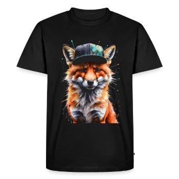 Casquette Fox Snapback Cool Animal Design Print - T-shirt Premium bio Homme - noir - Devant - Nico (187cm)