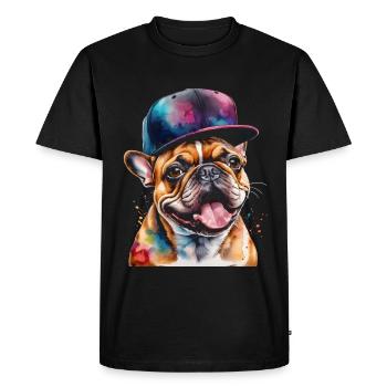 French Bulldog Snapback Cap Frenchie Dog - Men's Premium Organic T-Shirt - black - Front - Nico (187cm)