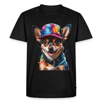 Chihuahua Snapback Cap Dog Funny Design Print - Men's Premium Organic T-Shirt - black - Front - Nico (187cm)