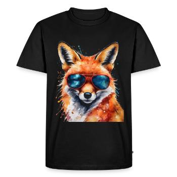 Lunettes de soleil renard Imprimé de design animal coloré - T-shirt Premium bio Homme - noir - Devant - Nico (187cm)