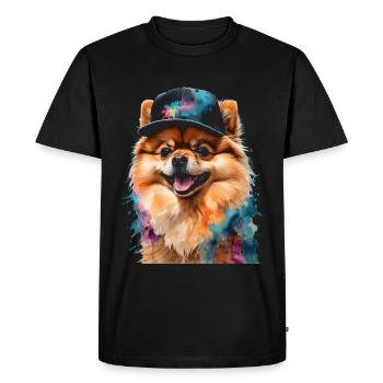 Pomeranian Pomeranian Snapback Cap Dog Print - Men's Premium Organic T-Shirt - black - Front - Nico (187cm)