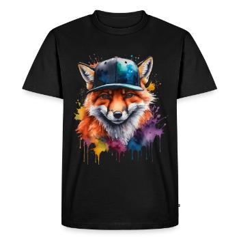 Casquette Fox Snapback Cool Animal Design Print - T-shirt Premium bio Homme - noir - Devant - Nico (187cm)