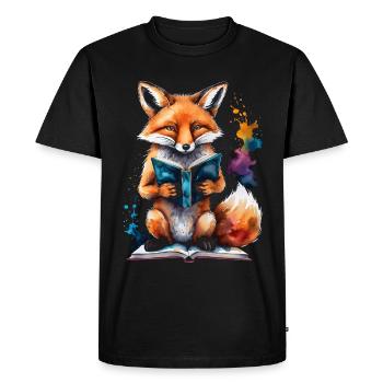 Renard lecture livre Coloré Animal Design Imprimer - T-shirt Premium bio Homme - noir - Devant - Nico (187cm)