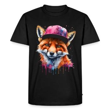 Casquette Fox Snapback Cool Animal Design Print - T-shirt Premium bio Homme - noir - Devant - Nico (187cm)