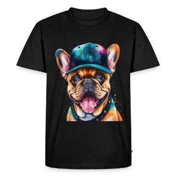 French Bulldog Snapback Cap Frenchie Dog - Men's Premium Organic T-Shirt - black - Front - Nico (187cm)