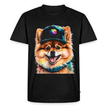 Pomeranian Pomeranian Snapback Cap Dog Print - Men's Premium Organic T-Shirt - black - Front - Nico (187cm)