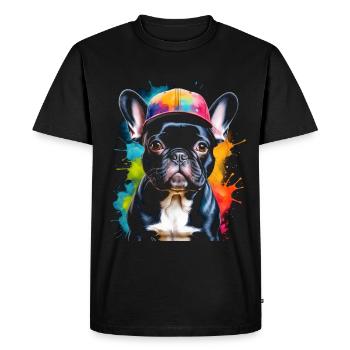 French Bulldog Snapback Cap Frenchie Dog - Men's Premium Organic T-Shirt - black - Front - Nico (187cm)