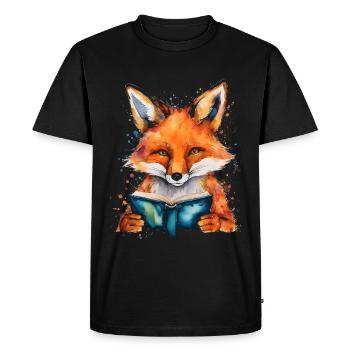 Renard lecture livre Coloré Animal Design Imprimer - T-shirt Premium bio Homme - noir - Devant - Nico (187cm)