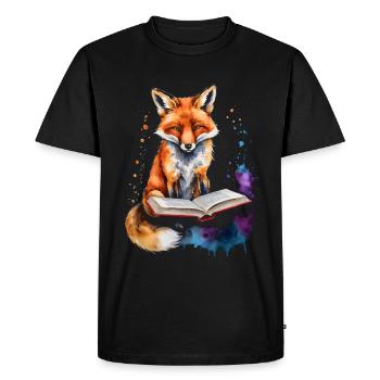 Renard lecture livre Coloré Animal Design Imprimer - T-shirt Premium bio Homme - noir - Devant - Nico (187cm)