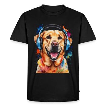 Labrador Retriever Casque Chien Animal Print - T-shirt Premium bio Homme - noir - Devant - Nico (187cm)