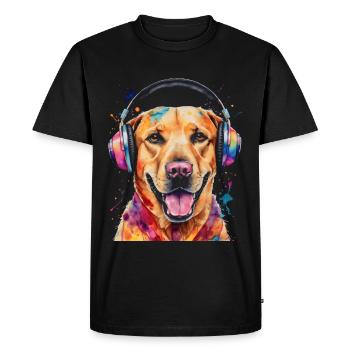 Labrador Retriever Casque Chien Animal Print - T-shirt Premium bio Homme - noir - Devant - Nico (187cm)