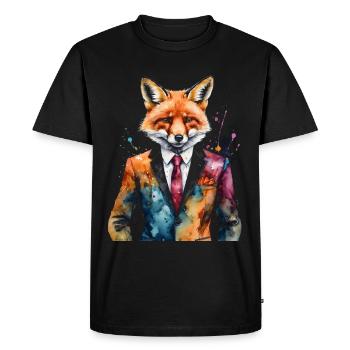 Costume Renard Imprimé Coloré Animal Design - T-shirt Premium bio Homme - noir - Devant - Nico (187cm)