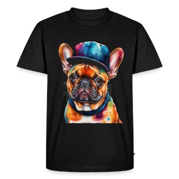 French Bulldog Snapback Cap Frenchie Dog - Men's Premium Organic T-Shirt - black - Front - Nico (187cm)