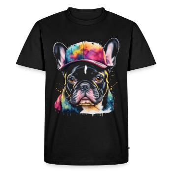 French Bulldog Snapback Cap Frenchie Dog - Men's Premium Organic T-Shirt - black - Front - Nico (187cm)