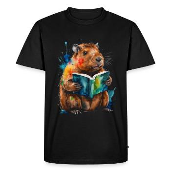 Capybara livre de lecture Capy coloré Animal Design imprimé - T-shirt Premium bio Homme - noir - Devant - Nico (187cm)