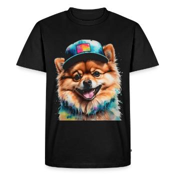 Pomeranian Pomeranian Snapback Cap Dog Print - Men's Premium Organic T-Shirt - black - Front - Nico (187cm)