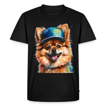 Pomeranian Pomeranian Snapback Cap Dog Print - Men's Premium Organic T-Shirt - black - Front - Nico (187cm)