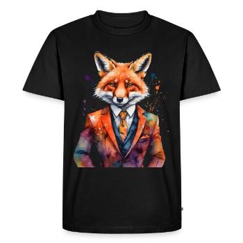 Costume Renard Imprimé Coloré Animal Design - T-shirt Premium bio Homme - noir - Devant - Nico (187cm)