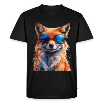 Lunettes de soleil renard Imprimé de design animal coloré - T-shirt Premium bio Homme - noir - Devant - Nico (187cm)