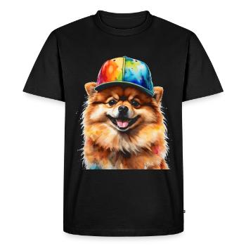 Pomeranian Pomeranian Snapback Cap Dog Print - Men's Premium Organic T-Shirt - black - Front - Nico (187cm)