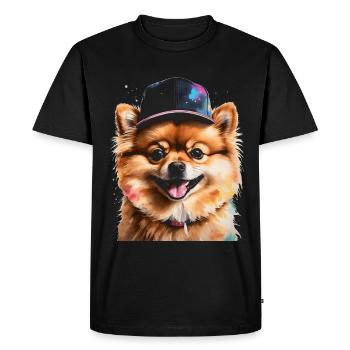 Pomeranian Pomeranian Snapback Cap Dog Print - Men's Premium Organic T-Shirt - black - Front - Nico (187cm)