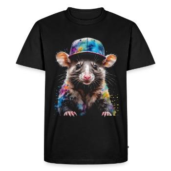 Opossum Snapback Cap Cool Tier Design Print - Men's Premium Organic T-Shirt - black - Front - Nico (187cm)