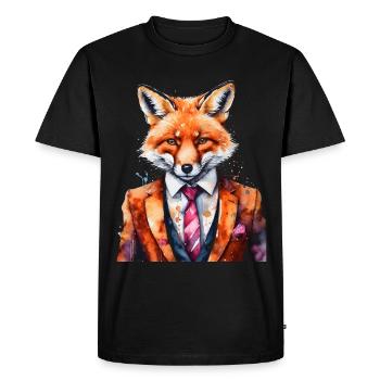 Costume Renard Imprimé Coloré Animal Design - T-shirt Premium bio Homme - noir - Devant - Nico (187cm)