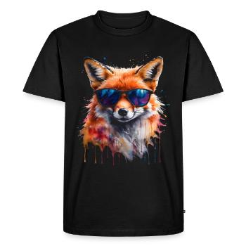 Lunettes de soleil renard Imprimé de design animal coloré - T-shirt Premium bio Homme - noir - Devant - Nico (187cm)