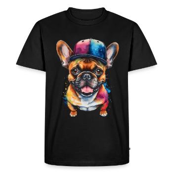French Bulldog Snapback Cap Frenchie Dog - Men's Premium Organic T-Shirt - black - Front - Nico (187cm)
