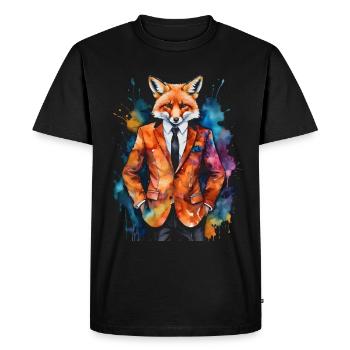 Costume Renard Imprimé Coloré Animal Design - T-shirt Premium bio Homme - noir - Devant - Nico (187cm)