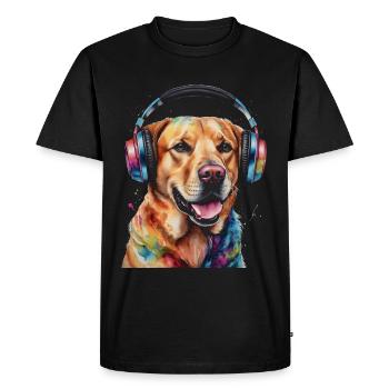 Labrador Retriever Casque Chien Animal Print - T-shirt Premium bio Homme - noir - Devant - Nico (187cm)