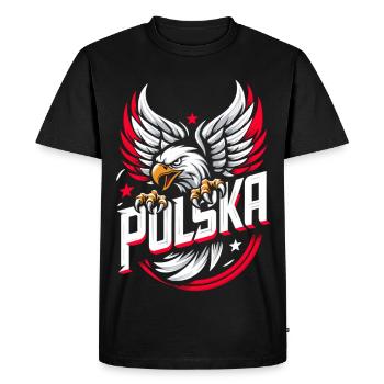 Polska Poland Eagle Emblem Flag Flag Gift - Men's Premium Organic T-Shirt - black - Front - Nico (187cm)