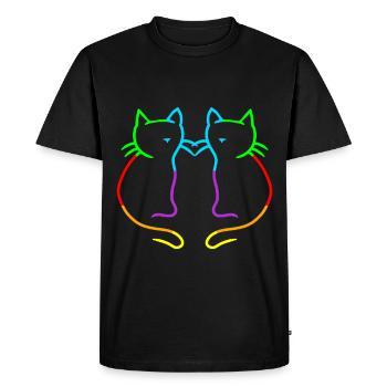 Chats arc-en-ciel LGBT Gay Pride - T-shirt Premium bio Homme - noir - Devant - Nico (187cm)
