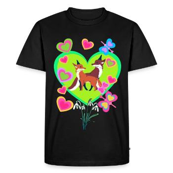 Retro Fox Foxes Vintage 80s 90s Vixen - Men's Premium Organic T-Shirt - black - Front - Nico (187cm)
