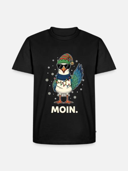 Seagull Santa Claus Christmas Fairy Lights - Men's Premium Organic T-Shirt - black