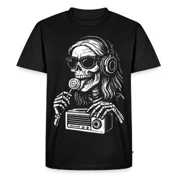 Skeleton DJ with headphones - Men's Premium Organic T-Shirt - black - Front - Nico (187cm)