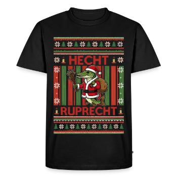 Pike Ruprecht Chemise drôle de pêche de Noël moche - T-shirt Premium bio Homme - noir - Devant - Nico (187cm)