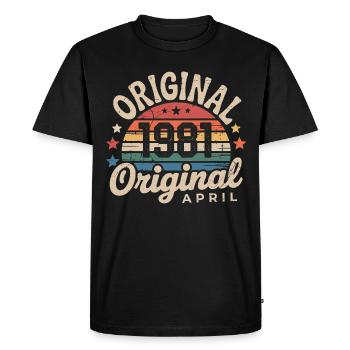 Avril 1981 Vintage Rétro Cadeau Anniversaire Avril - T-shirt Premium bio Homme - noir - Devant - Nico (187cm)