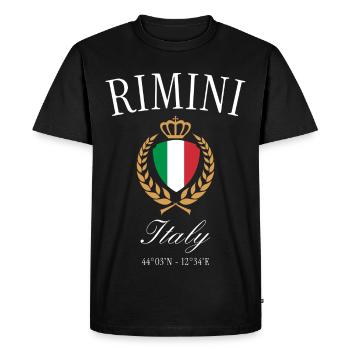 Rimini Italy Coat of Arms Crown – Travel Souvenir - Men's Premium Organic T-Shirt - black - Front - Nico (187cm)
