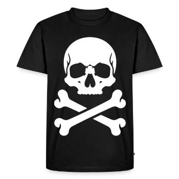 Estampe de pirate de crâne et os - T-shirt Premium bio Homme - noir - Devant - Nico (187cm)